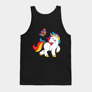 Autism Awareness Unicorn Butterfly Autism Puzzle Tank Top